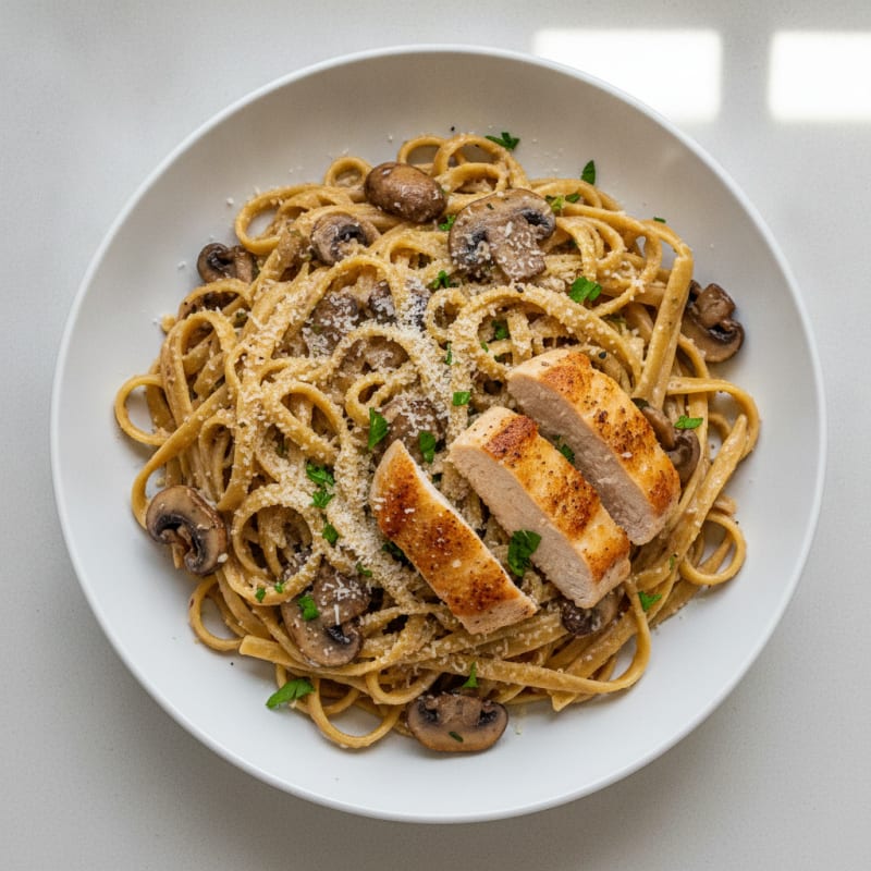 Truffle Mushroom Tagliatelle with Pan-Seared Chicken