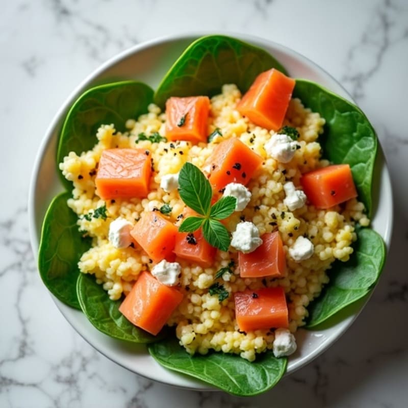 Smoked Salmon Scramble with Spinach and Cottage Cheese