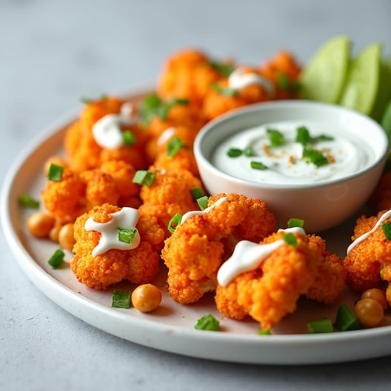 Crispy Buffalo Cauliflower with Ranch Drizzle