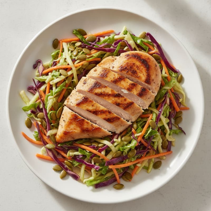 Grilled Chicken Breast with Crunchy Cabbage Slaw