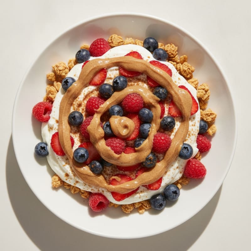 Creamy Greek Yogurt Parfait with Mixed Berries and Almond Butter