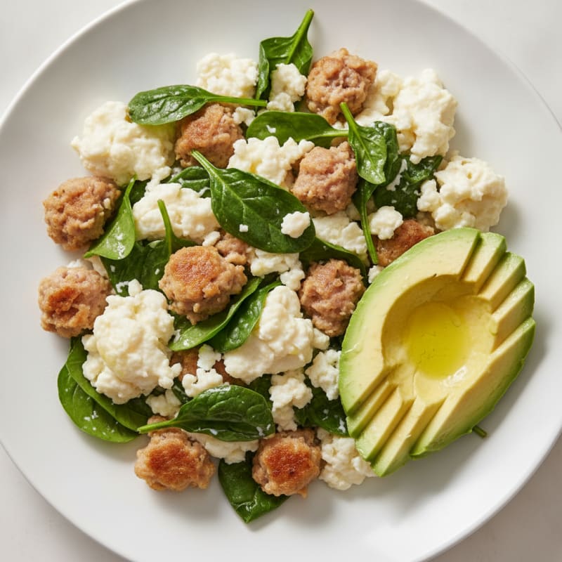 Egg White and Turkey Sausage Scramble with Spinach