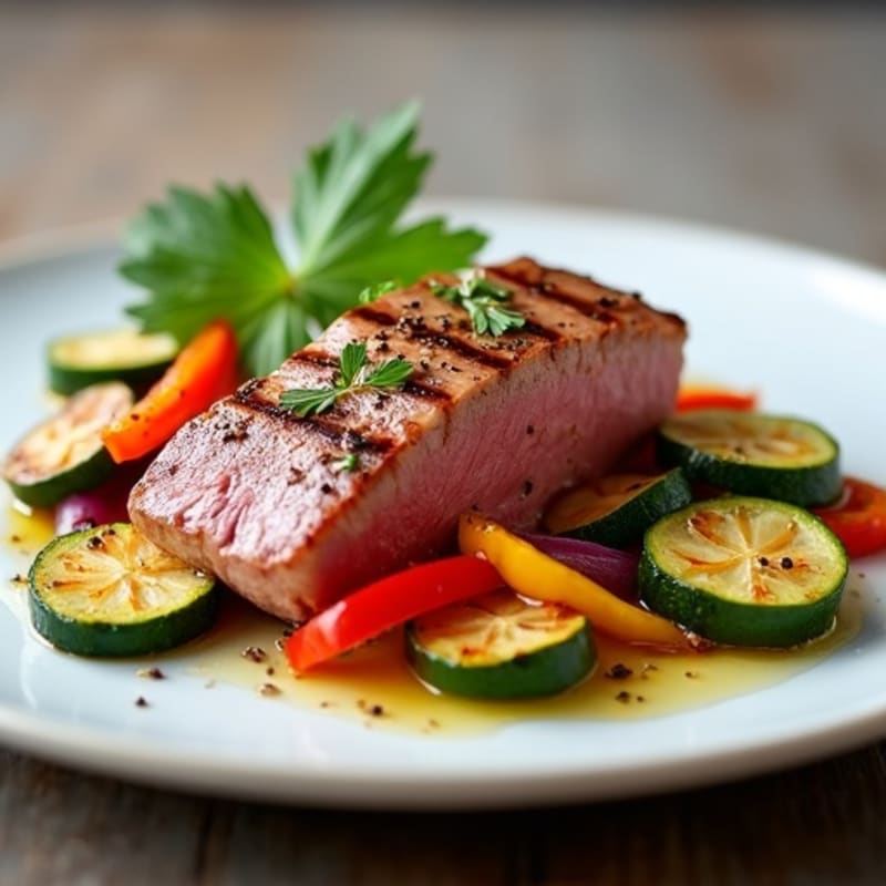 Pan-Seared Ahi Tuna with Fresh Roasted Vegetables