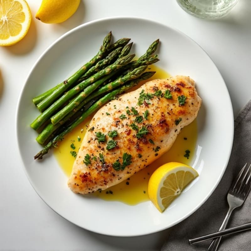 Lemon Herb Roasted Chicken with Roasted Asparagus