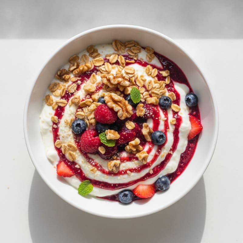 Creamy Berry Protein Parfait with Chopped Walnuts