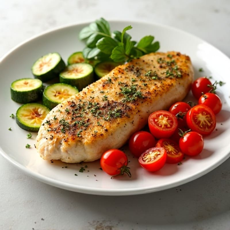 Herb-Crusted Pan Seared Chicken with Roasted Vegetables