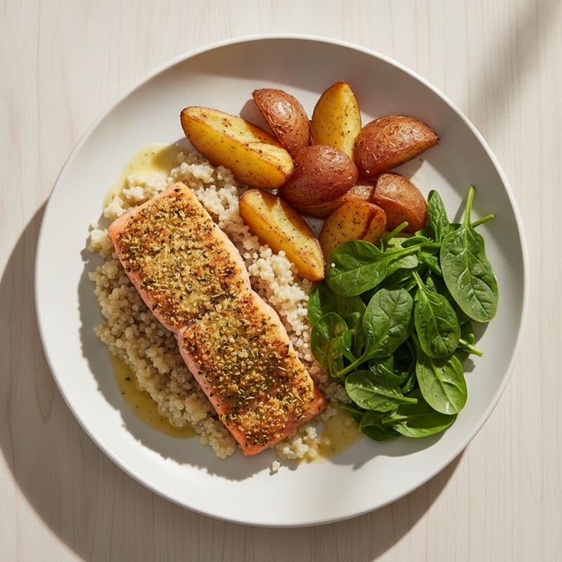 Herb-Crusted Salmon with Roasted Potatoes