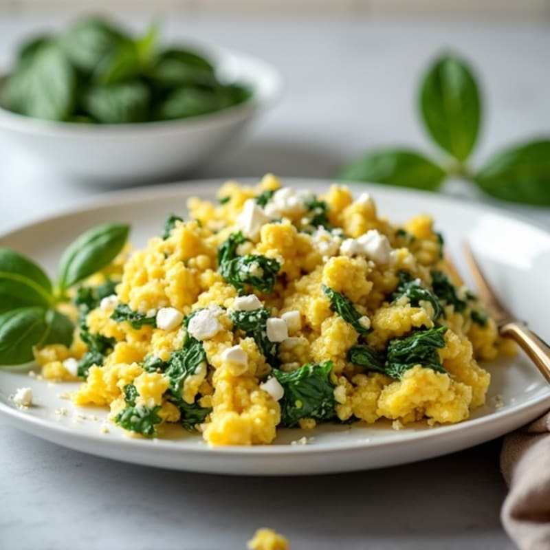 Creamy Spinach and Feta Egg Scramble