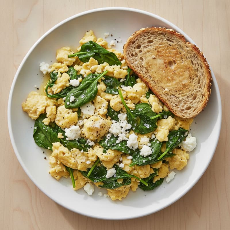 High-Protein Spinach and Feta Egg Scramble