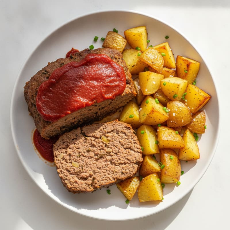 Classic Homestyle Meatloaf with Roasted Potatoes
