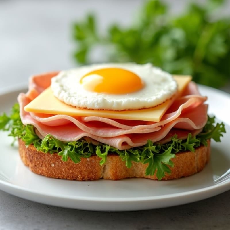 Lean Ham and Swiss Open-Face Melt with Fresh Greens