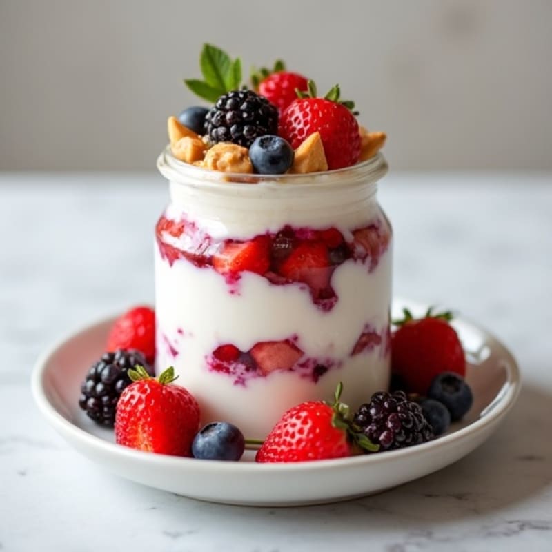 Greek Yogurt Protein Parfait with Berries and Almond Butter
