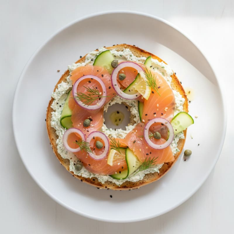 Smoked Salmon Everything Bagel with Cream Cheese