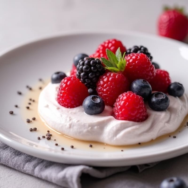 Silky Greek Yogurt Protein Mousse with Mixed Berries