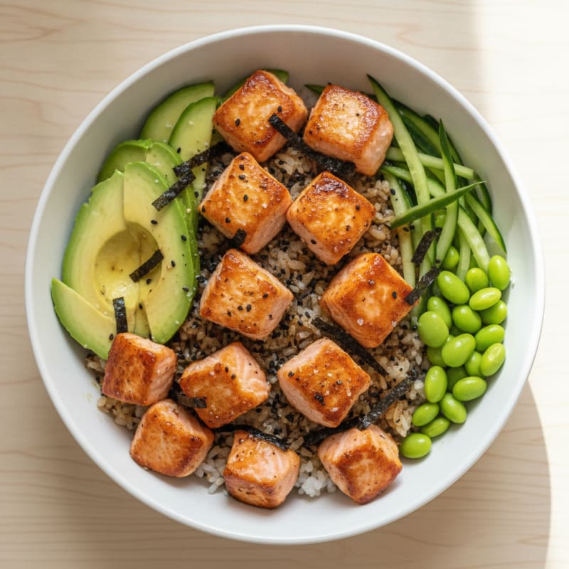 Salmon Sushi Rice Bowl with Avocado