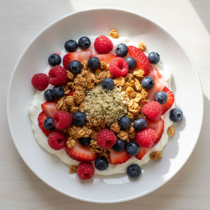 Greek Yogurt Parfait with Mixed Berries and Protein Granola