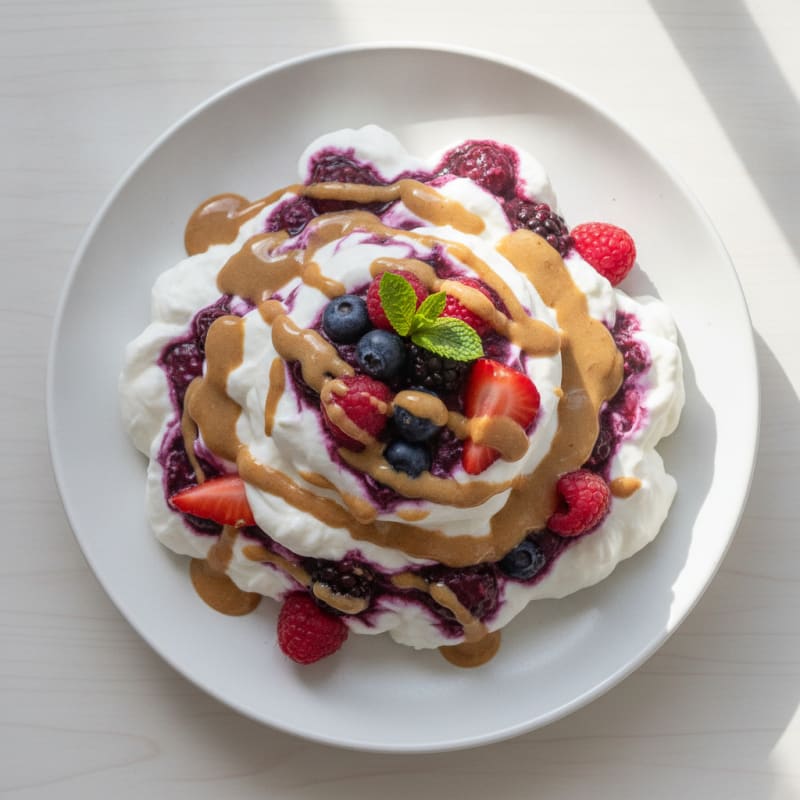 Greek Yogurt Protein Mousse with Mixed Berries