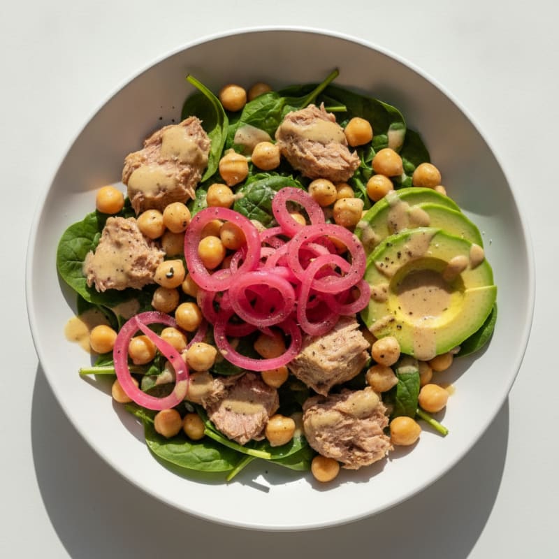 Tuna Chickpea Bowl with Tahini Dressing