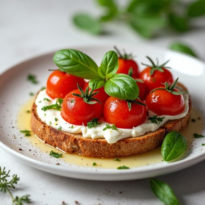 Creamy Herb-Whipped Ricotta Toast with Roasted Tomatoes