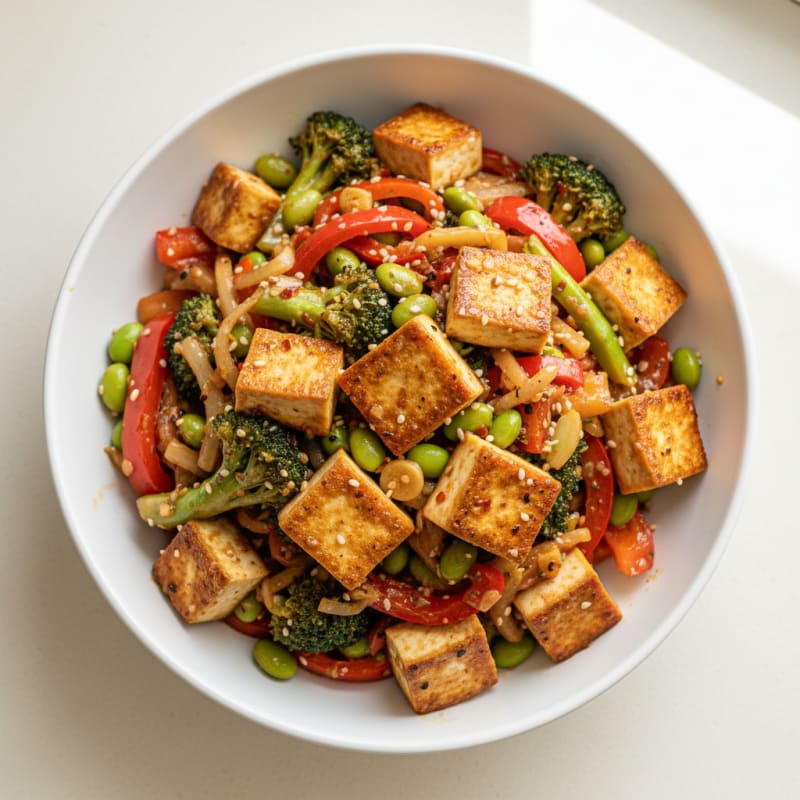 Sesame Tofu Stir-Fry with Mixed Vegetables