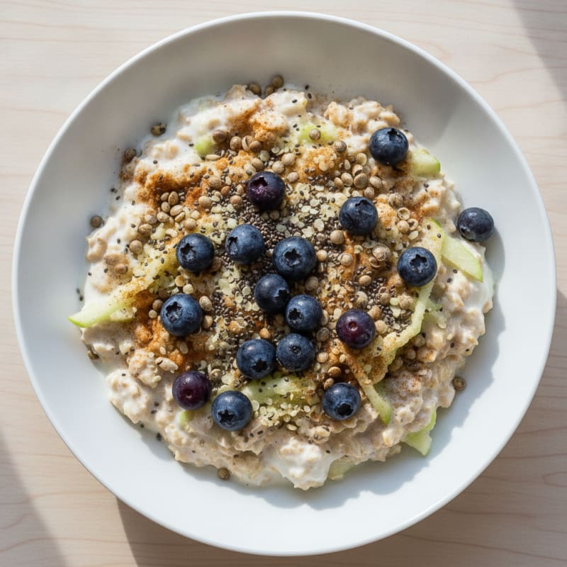 High-Protein Bircher Muesli with Berries and Seeds