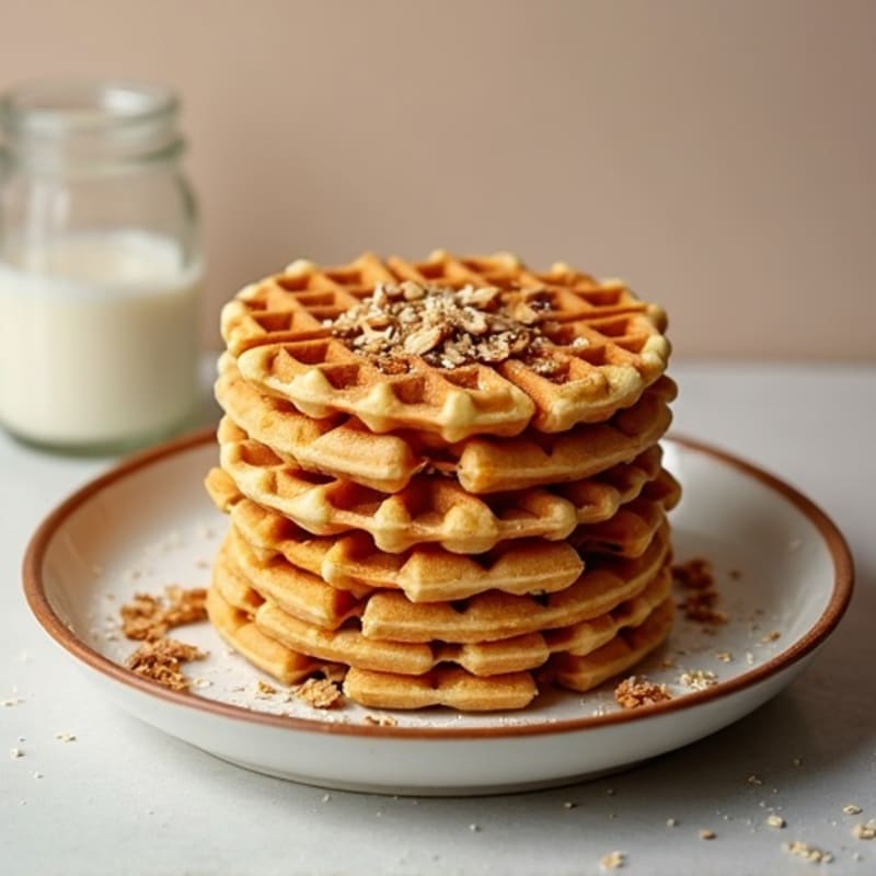 Crispy Almond-Oat Protein Waffles
