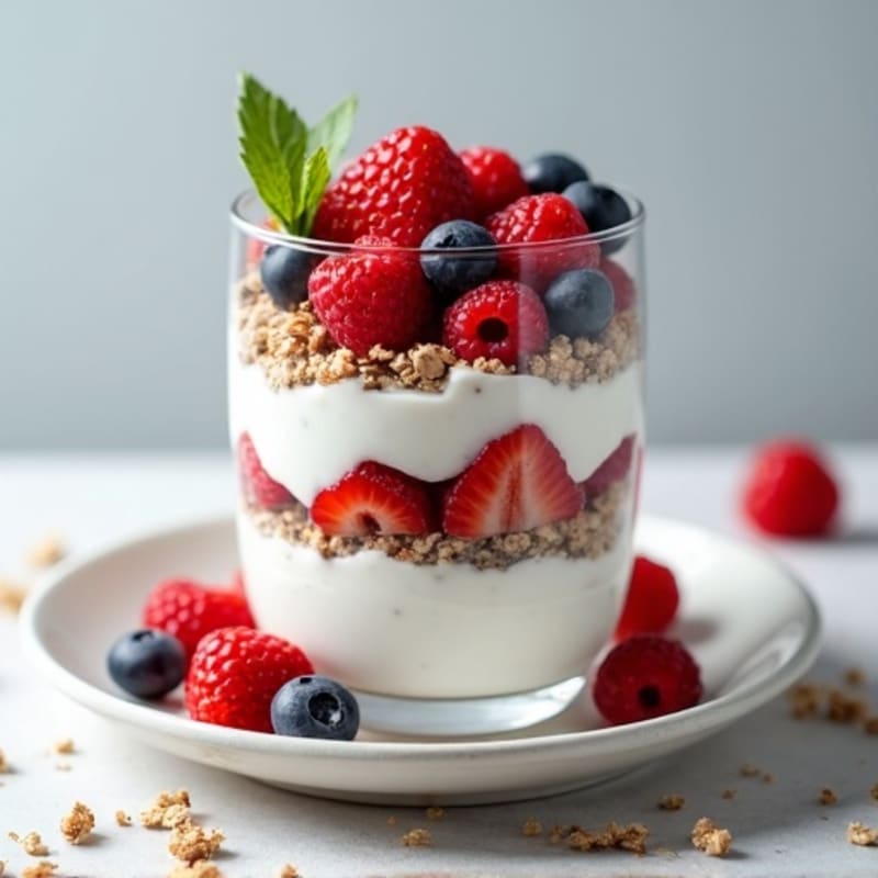 Greek Yogurt Protein Parfait with Mixed Berries