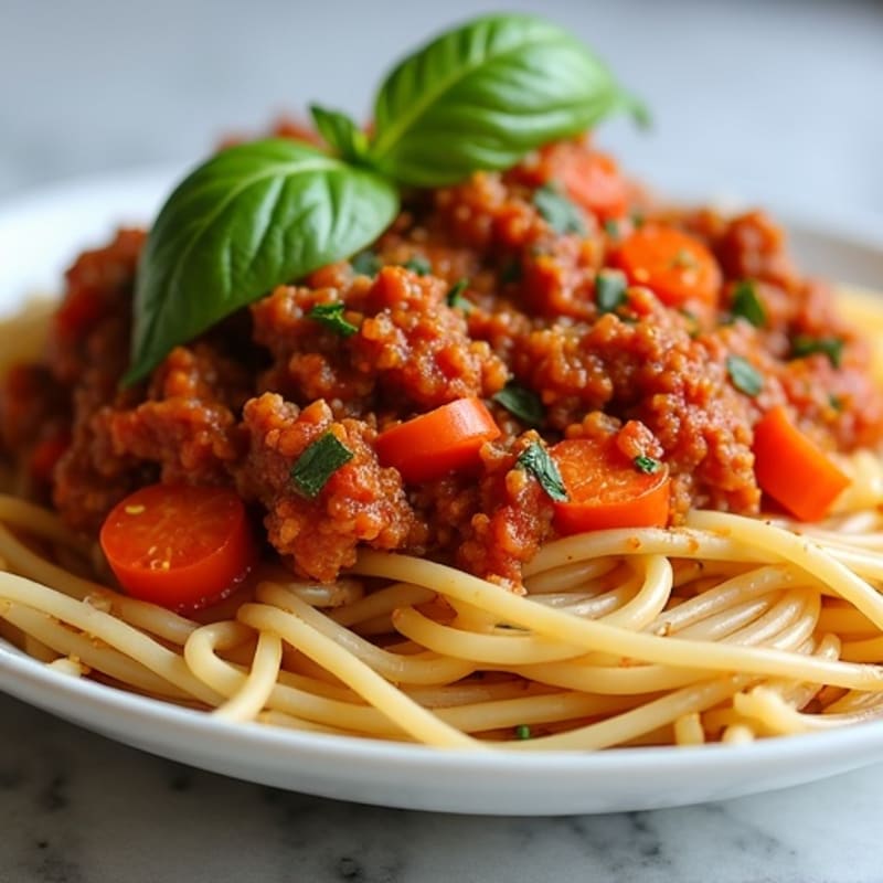 Hearty Lean Ground Turkey Bolognese with Whole Wheat Spaghetti