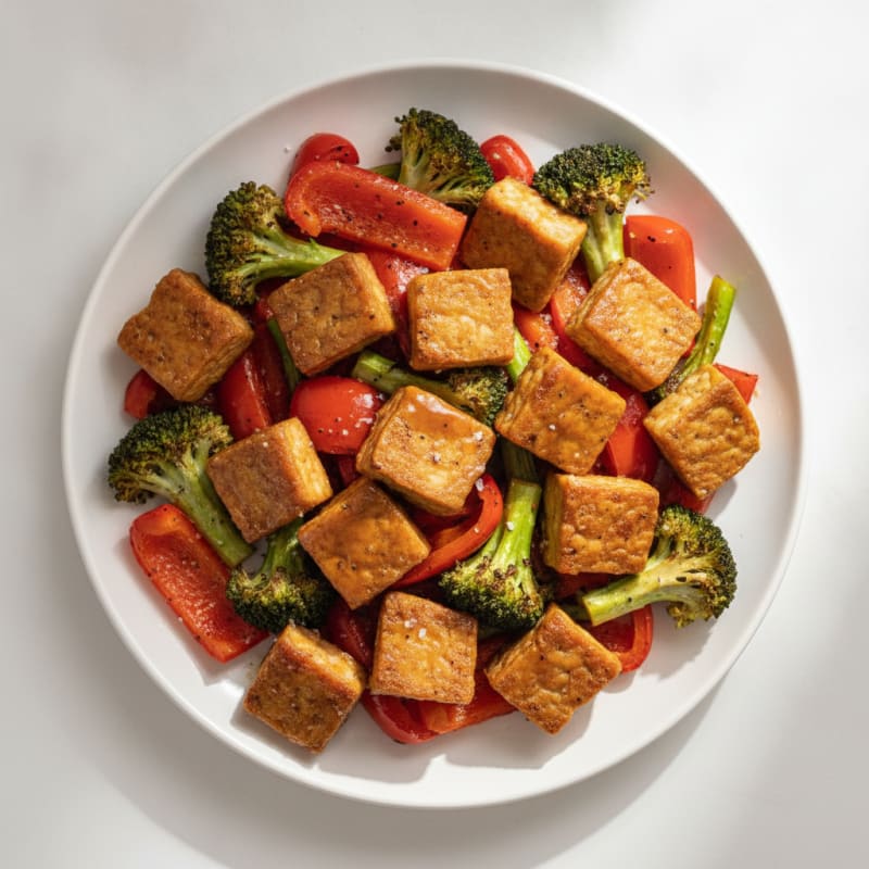 Maple-Glazed Tempeh with Roasted Vegetables
