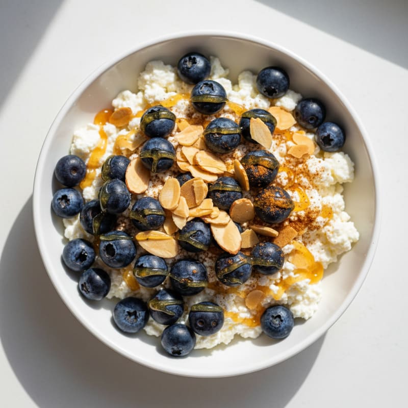 Cottage Cheese and Berry Protein Bowl with Almonds