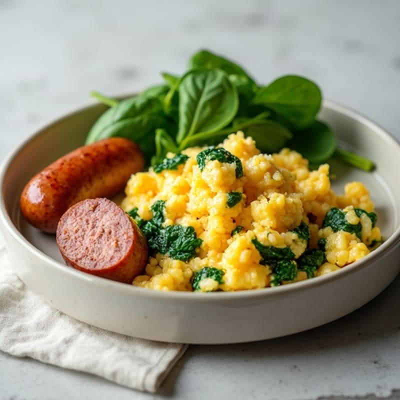 Egg White and Turkey Sausage Scramble with Spinach