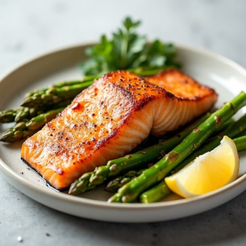 Crispy Pan-Seared Salmon with Roasted Asparagus