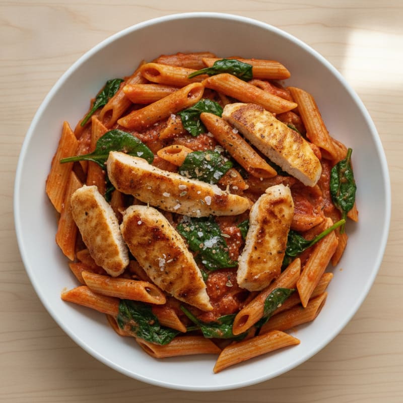 Chicken Pasta with Light Tomato Cream Sauce