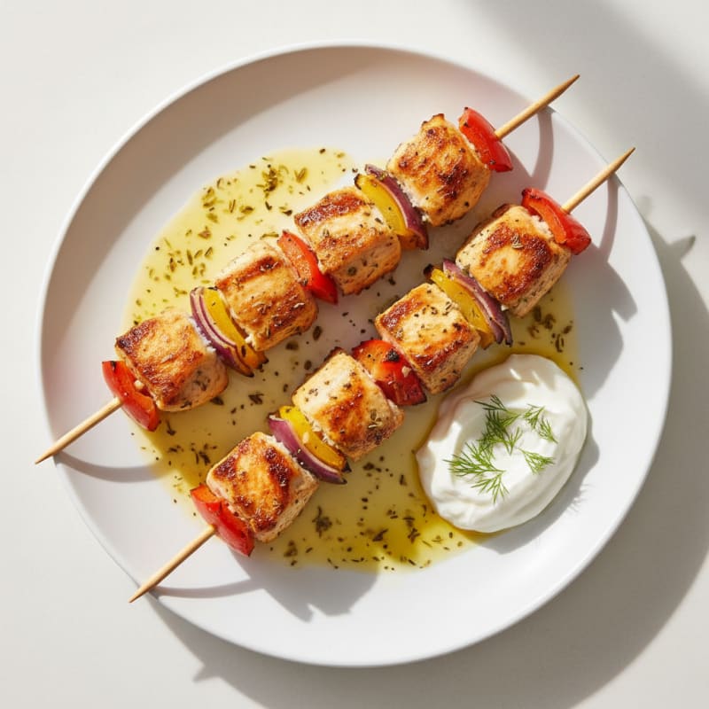 Greek Lemon-Herb Roasted Chicken Skewers