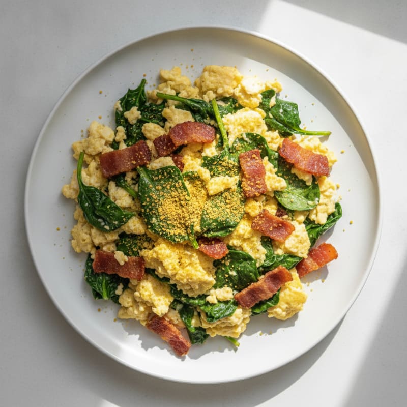 Egg White Scramble with Spinach and Turkey Bacon