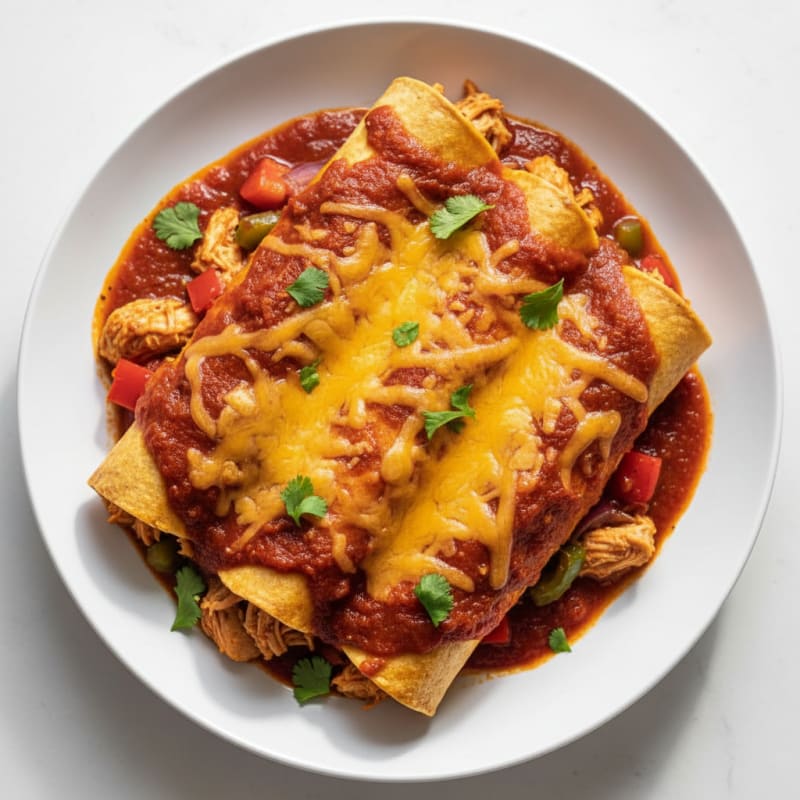 Chicken Enchiladas with Red Chili Sauce