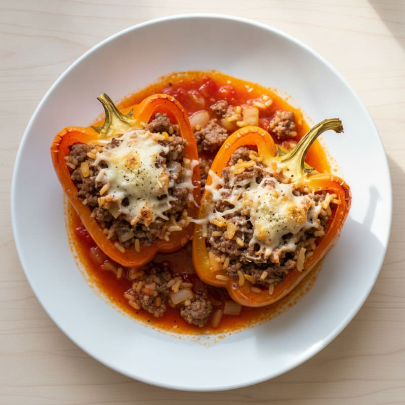 Beef and Rice Stuffed Bell Peppers