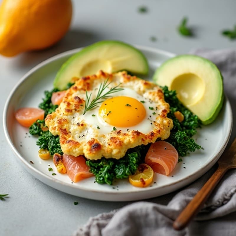 Egg and Smoked Salmon Scramble with Sautéed Spinach