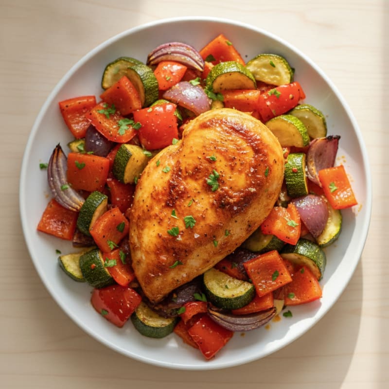 Spicy Harissa Chicken with Roasted Vegetables