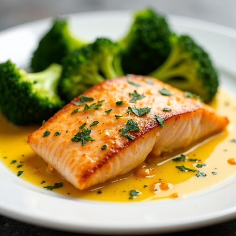 Creamy Coconut Curry Salmon with Roasted Broccoli