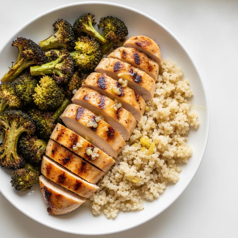 Grilled Chicken Breast with Roasted Broccoli and Quinoa