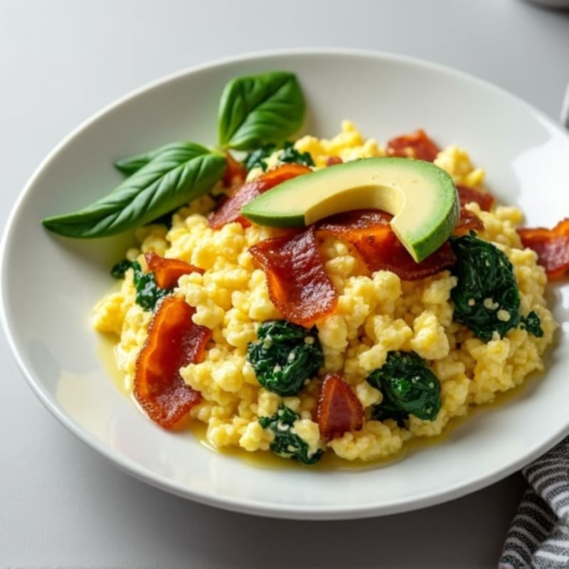 Scrambled Egg Whites with Spinach and Turkey Bacon