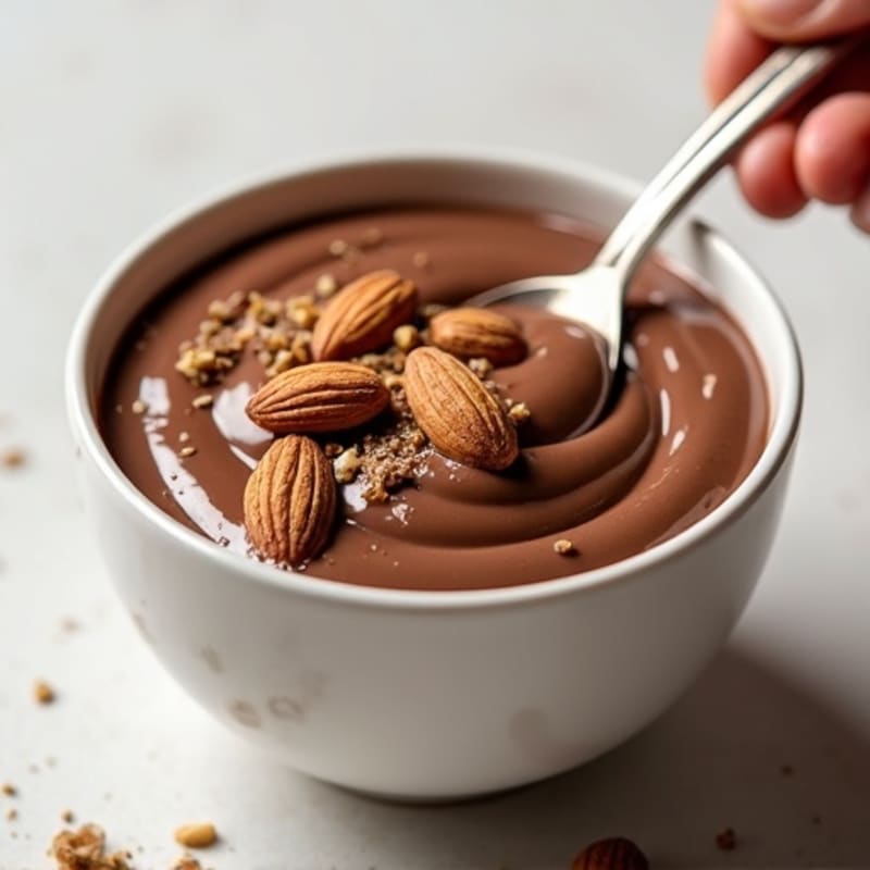 Silky Chocolate Protein Pudding with Almonds
