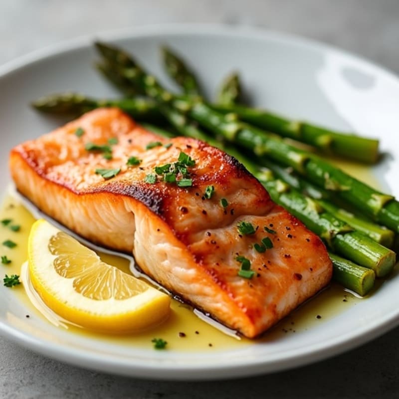Crispy Pan-Seared Salmon with Roasted Asparagus