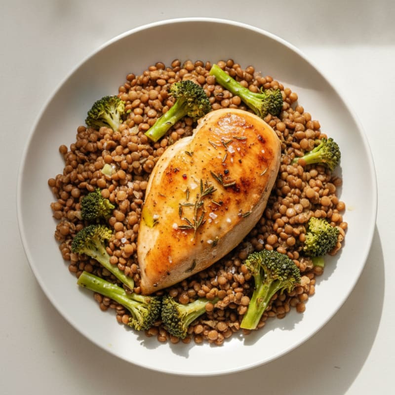 Herb-Roasted Chicken with Fiber-Rich Lentils