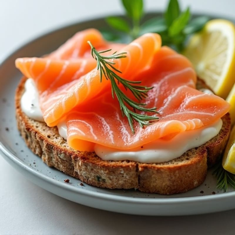 Smoked Salmon with Creamy Dill Spread and Crispy Whole Grain Toast