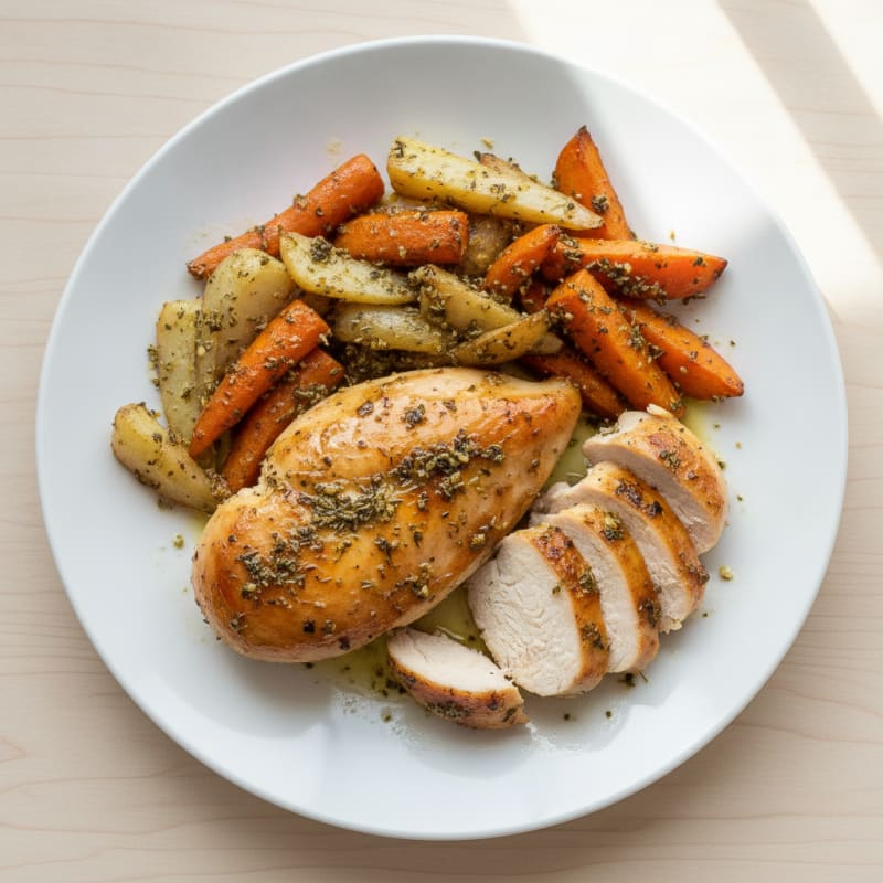 Garlic Herb Roasted Chicken with Root Vegetables