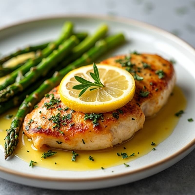 Lemon Herb Roasted Chicken with Crispy Asparagus