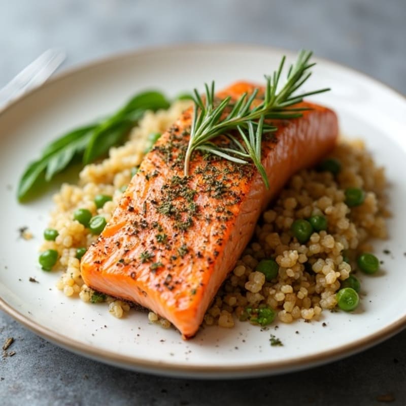 Herb-Crusted Pan Seared Salmon with Quinoa