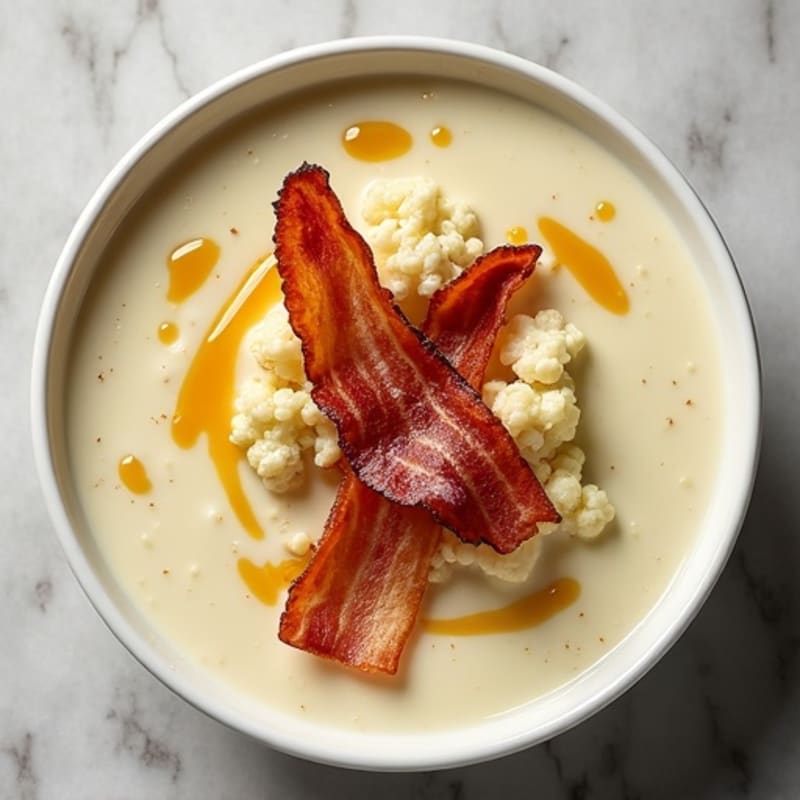 Creamy Cauliflower Potato Soup with Crispy Turkey Bacon